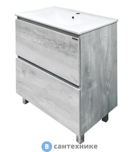 Тумба Comforty Верона-75 дуб белый с раковиной COMFORTY 75Е