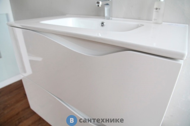 Тумба под раковину BelBagno CLIMA BB1000JH1C/BL-BB13100L подвесная с двумя выкатными ящиками, Bianco Lucido