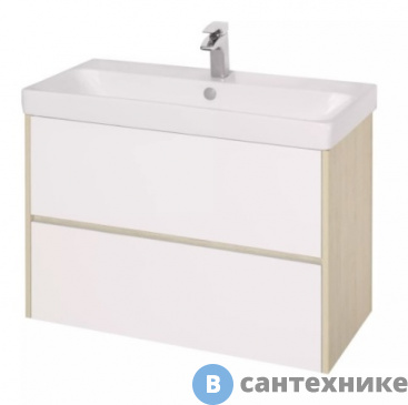 картинка Тумба под раковину Акватон Сканди 90 Белый/Дуб Верона (1A251901SDB20)