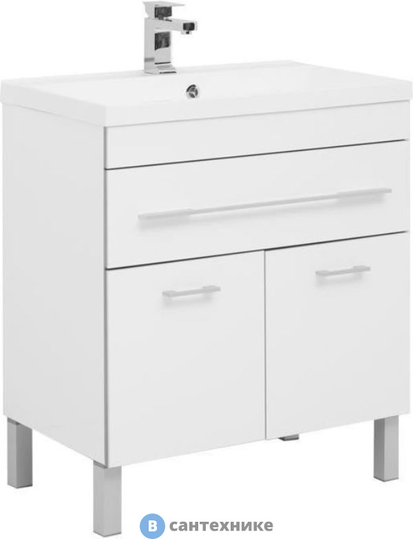 Тумба с раковиной Aquanet Верона 75 белый (напольная 1 ящик 2 дверцы) (287670)