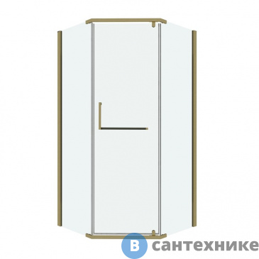 картинка Душевое ограждение Grossman Pragma 302.K33.03.9090.32.00 (90*90*195) трапеция, распашн, золото сатин, стекло прозрач., без поддона