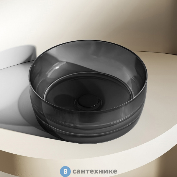 Раковина ABBER Kristall AT2804Onyx, накладная прозрачная, чёрный