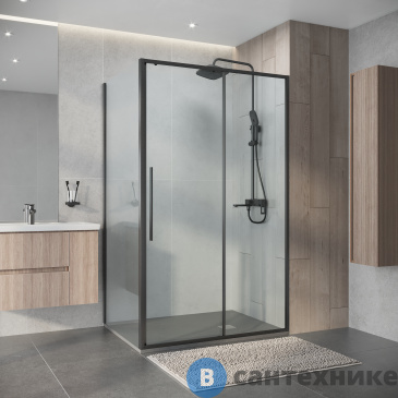 картинка Душевое ограждение Niagara Nova NG-34-11AGR-A90GR-34 (110х90х195) прямоугольник, раздвижная, графит, стекло прозрачное