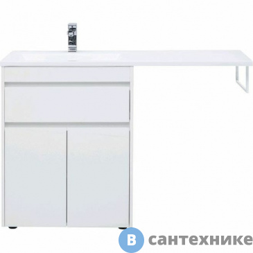 картинка Тумба с раковиной Aquanet Токио 130 L белый (напольная, 1 ящик, 2 дверцы) (239215)