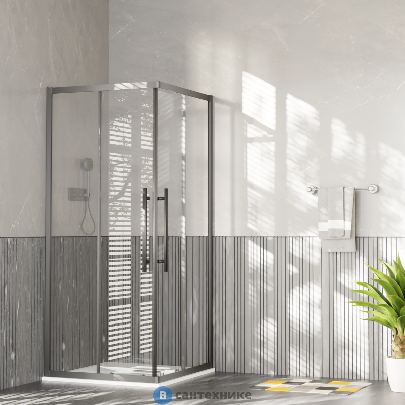Душевое ограждение ESBANO ESF-100KV-GM оружейная сталь