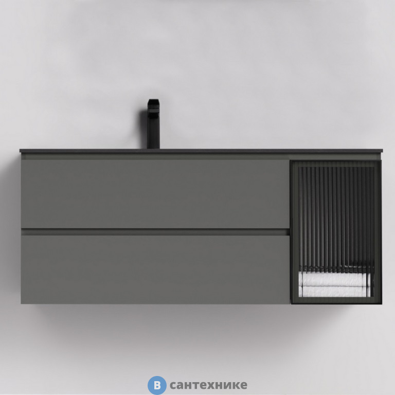 Тумба с раковиной Orans BC-2055-1200L MFC085, art marble (matte black) (1200x550x500)