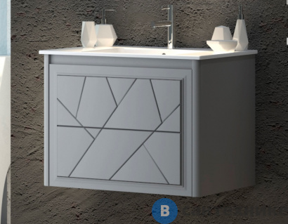 картинка Тумба под раковину SMILE Луиджи 70 подвесная, цв. серый матовый