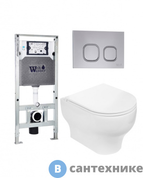 картинка Унитаз с инсталляцией WELTWASSER и кнопкой смыва (AMBERG 506 ST + ERLENBACH 004 GL-WT + AMBERG RD-CR)
