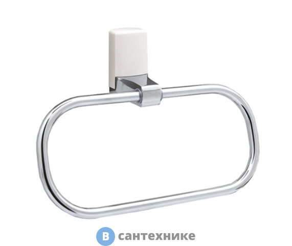 Держатель полотенец WasserKRAFT Leine K-5060 White кольцо металл, хромоникелевое покрытие, ABS - пластик
