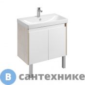 Тумба под раковину Акватон Сканди Doors 80 Белый глянец/Дуб Верона (1A282901SDB20)