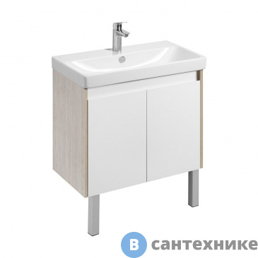 картинка Тумба под раковину Акватон Сканди Doors 80 Белый глянец/Дуб Верона (1A282901SDB20)