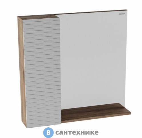 Шкаф-зеркало Grossman АЛЬБА-80 см лев. веллингтон/белый