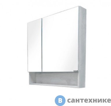 картинка Зеркало-шкаф Comforty Никосия-80 дуб белый