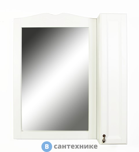 Зеркальный шкаф Orange F7-85ZS3 Классик 85 см со встроенным светильником, белый (молочный), бронзовая фурнитура 85х99,5х16 см