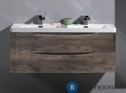 картинка Тумба под раковину BelBagno 120 см ANCONA-N-1200-2C-SO-2-RW подвесная двухмоечная с двумя выкатными ящиками, с доводчиками, для раковины с двумя чашами, Rovere Moro