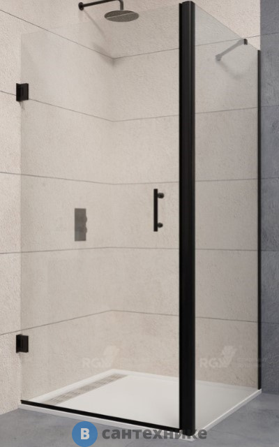 Душевой уголок RGW PA-36B (PA-06B + Z-050-2B) чёрный/Прозрачное/6 мм 90* 90*195 (41083699-014), без поддона