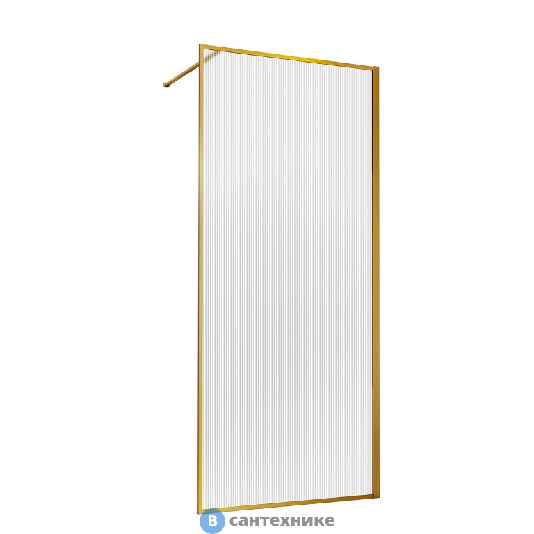 Душевая перегородка Vincea Walk-In VSW-1HP700FLBG, 700*2000, брашированное золото, стекло рифленое