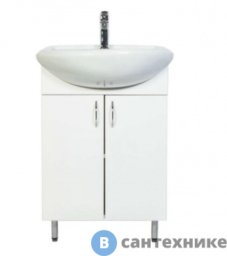 картинка Тумба Orange Лайт LA-45TUW+RA напольная с раковиной, белый