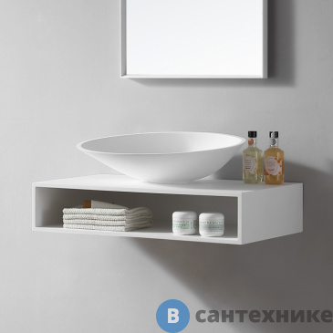 картинка Тумба под раковину ABBER Stein AS1612 подвесная, белая матовая