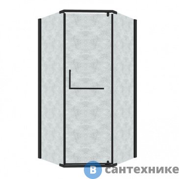 картинка Душевое ограждение Grossman Pragma 302.K33.03.9090.21.02 (90*90*195) трапеция, распашн, черн. матов, стекло шиншилла, без поддона