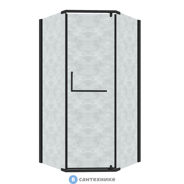 Душевое ограждение Grossman Pragma 302.K33.03.9090.21.02 (90*90*195) трапеция, распашн, черн. матов, стекло шиншилла, без поддона