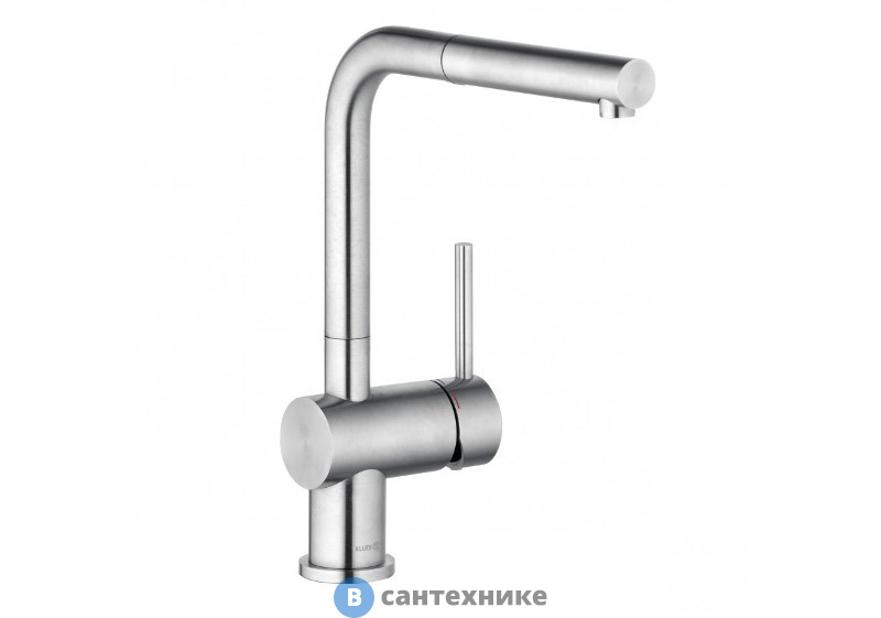 Смеситель Kludi L STEEL 45851F877 однорычажный для кухни, выдвижной душ, нержавеющая неполированная сталь