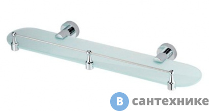 картинка Полка WasserKRAFT Donau K-9444 стеклянная с бортиком металл, хромоникелевое покрытие, закаленное матовое стекло