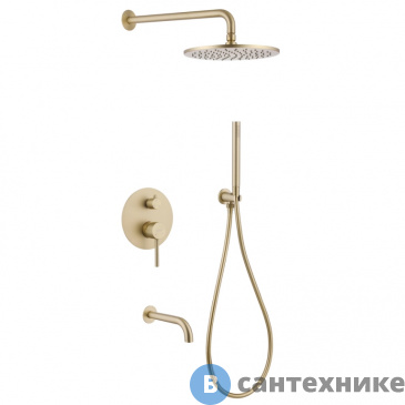 картинка Душевая система ABBER Wasser Kreis AF8117G скрытого монтажа с изливом, золото матовое