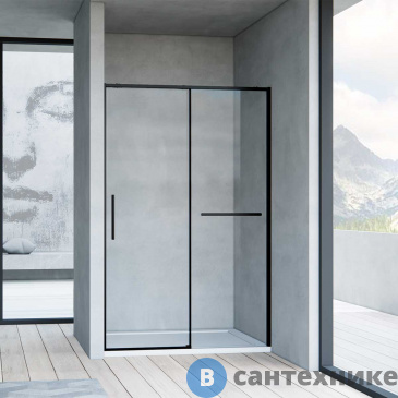 картинка Душевая дверь Vincea Slim Soft VDS-1SS100CLB, 1000, черный, стекло прозрачное