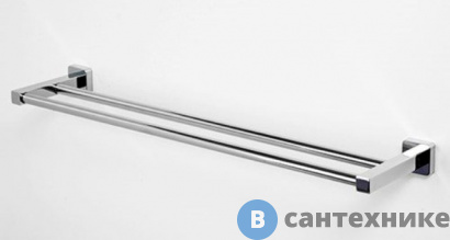 картинка Штанга для полотенец WasserKRAFT Lippe K-6540 двойная металл, хромоникелевое покрытие