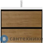 Тумба с раковиной Velvex Klaufs 90.2Y.NEW подвесная (шатанэ/чёрный) (tpKLA.90.2Y.NEW-617.217)