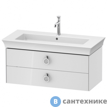 картинка Тумба под раковину Duravit White Tulip подвесная, 410x984x458 мм, 2 ящика с ручкой, белый высокоглянцевый (WT435208585)
