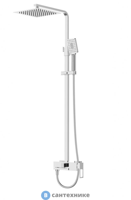 Душевая стойка BelBagno LUCE LUC-VSCM-CRM со смесителем для ванны, верхним и ручным душем, хром