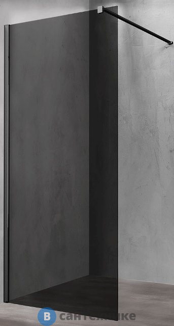 Душевая перегородка Vincea Walk-In VSW-1H100CGB, 1000*2000, черный матовый, стекло тонированное