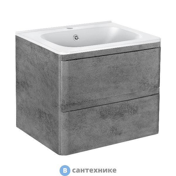 Тумба под раковину Vincea Vico 600 подвесная, 2 выкатных ящика soft close, Beton (VMC-2V600BT)