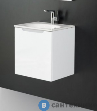 картинка Тумба под раковину BelBagno ETNA подвесная с одним выкатным ящиком, Bianco Lucido, 596x460x400, ETNA-600-1C-SO-BL-P