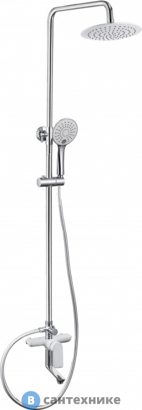 Душевая стойка Aquanet Arctic R AF520-72-R-CW, смес.с изливом., хром/бел. (243325)