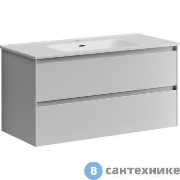 картинка Тумба под раковину Ceramica Nova CENTO 100 CN100W подвесная 2я мдф/мдф белый глянец