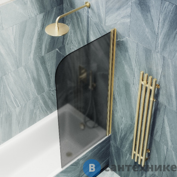 картинка Шторка для ванны поворотная на монопетле MaybahGlass 1400*800 Стекло 6 мм Графит матовый (MGV-624-3)
