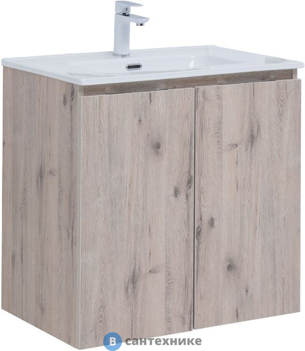 Тумба под раковину Aquanet Алвита new 70 подвесная 2 дв. дуб веллингтон белый (303906)