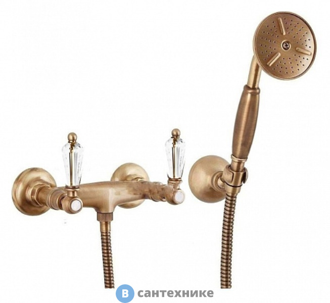 Смеситель Cezares DIAMOND-D-02-Sw для душа бронза, ручки Swarovski