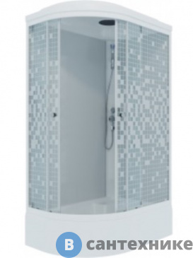 картинка Душевая кабина Тритон Коралл 120*80 В прав., 1/4 круга, сред. подд., белый, мозаика, ДН4 (DK236)