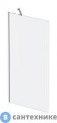 Шторка AM.PM Gem 80х140 W90BS-080-140CM на борт ванны, фиксированная, хром, стекло матовое, с пристенным кронштейном