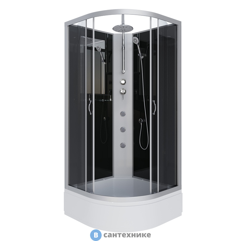 Душевая кабина Niagara NG-3501-14BKTG (900х900х2100) средний поддон, стекло тонированное