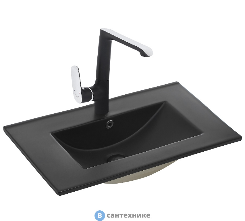 Раковина WELTWASSER SK DEILBACH 7506- 60 MT- BL врезная (матовая чёрная) /600х470х180/