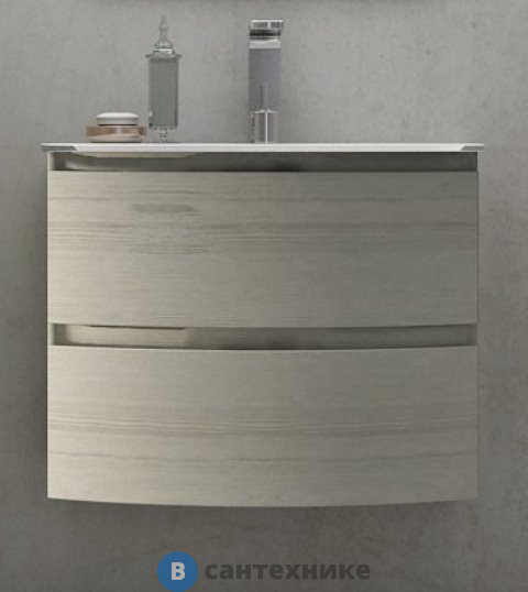 Тумба под раковину Cezares VAGUE 54847 с двумя выдвижными ящиками, Rovere sbiancato, 69x52x55