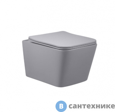 картинка Унитаз подвесной Vincea Q-Line VT1-12MG безободковый, матовый серый, ультратонкое сиденье soft-close