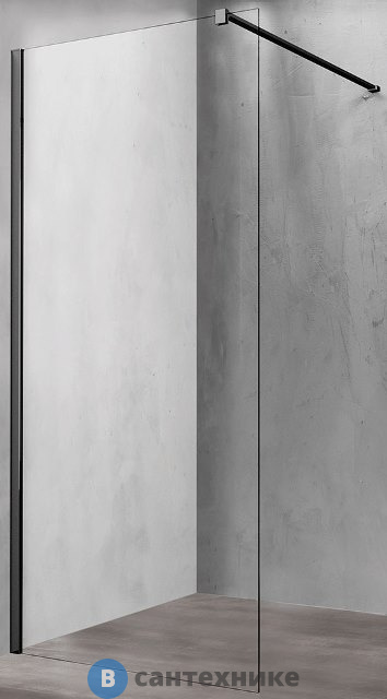 Душевая перегородка Vincea Walk-In VSW-1H700CLB, 700*2000, черный, стекло прозрачное