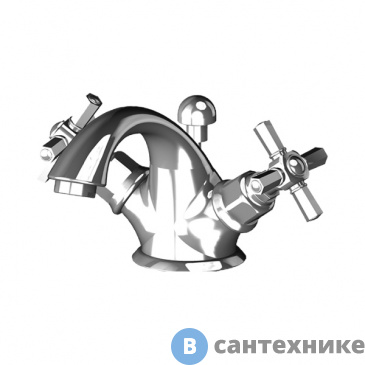 картинка Смеситель Gattoni TRD для раковины, ручки Paris, с донным клапаном, хром (TR310/18C0)