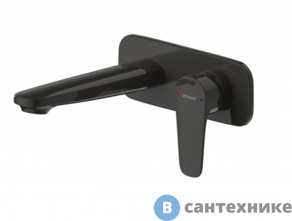 картинка Смеситель Bravat Source P8173218BW-ENG встраиваемый настенный для раковины, чёрный